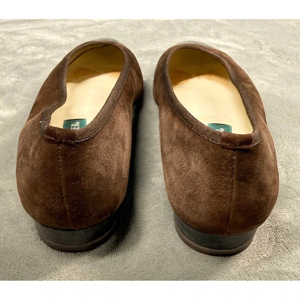 Naturalizer Flats Womens 8.5 Brown Suede Croc Print Cap Toe Ballet